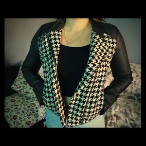 Leather/patterned jacket